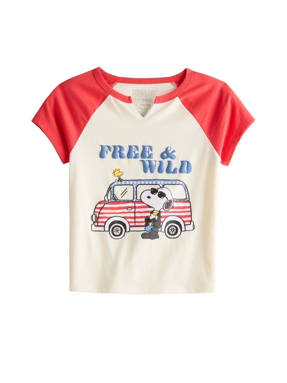 NWT Peanuts Snoopy Free & Wild Graphic Raglan Tee Shirt Girls Size 8 M